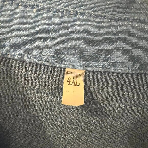 Size 4X - Lightweight Cornflower Blue Long Sleeve Button-Down - Picture 2 of 10